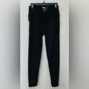 POPFLEX black cross over ribbed waisted leggings